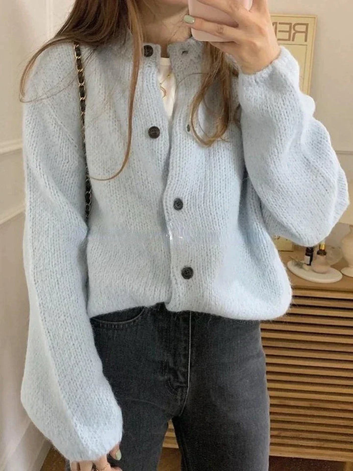 Ladies Knitted Cardigan - Nova-Light blue-One-Size-The Livary