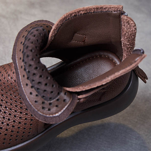 Orthopaedic leather sandals for women with shock-absorbing sole – Meike-Brown-2.5-The Livary