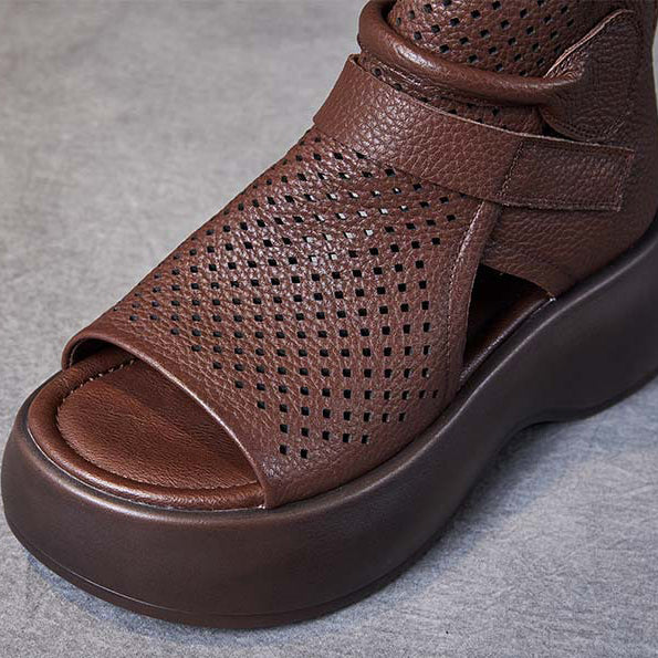 Orthopaedic leather sandals for women with shock-absorbing sole – Meike-Brown-2.5-The Livary