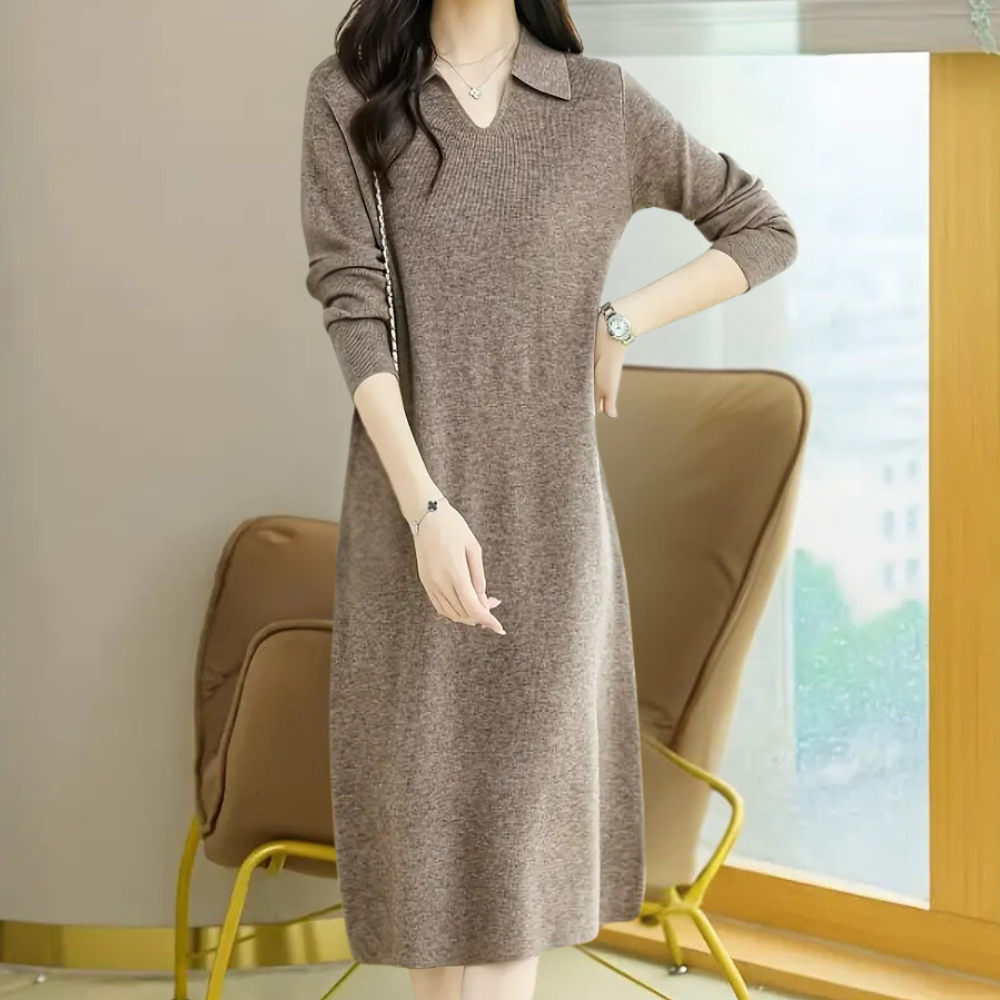 Knit Midi Dress - Mirelle-Khaki-The Livary
