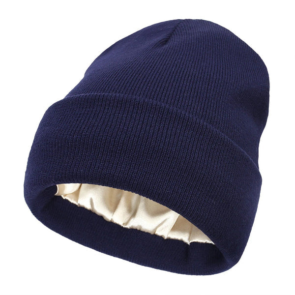 Winter Beanie with Silk Lining - Noor-Blue-The Livary
