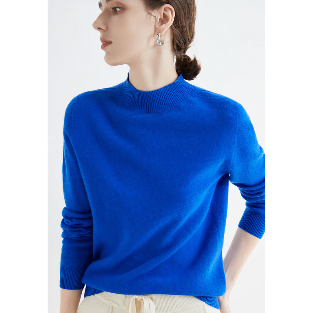Luxury Knitted Cashmere Sweater for Women - Evelina-Blue-S-The Livary