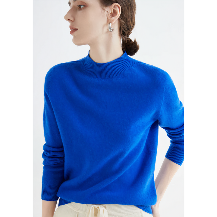 Luxury Knitted Cashmere Sweater for Women - Evelina-Blue-S-The Livary