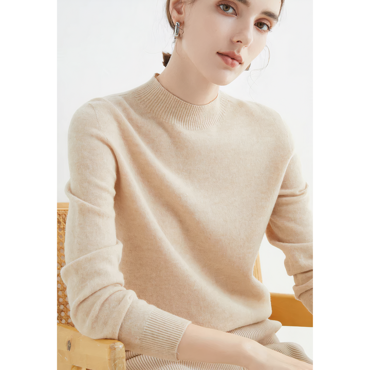 Luxury Knitted Cashmere Sweater for Women - Evelina-Beige-S-The Livary