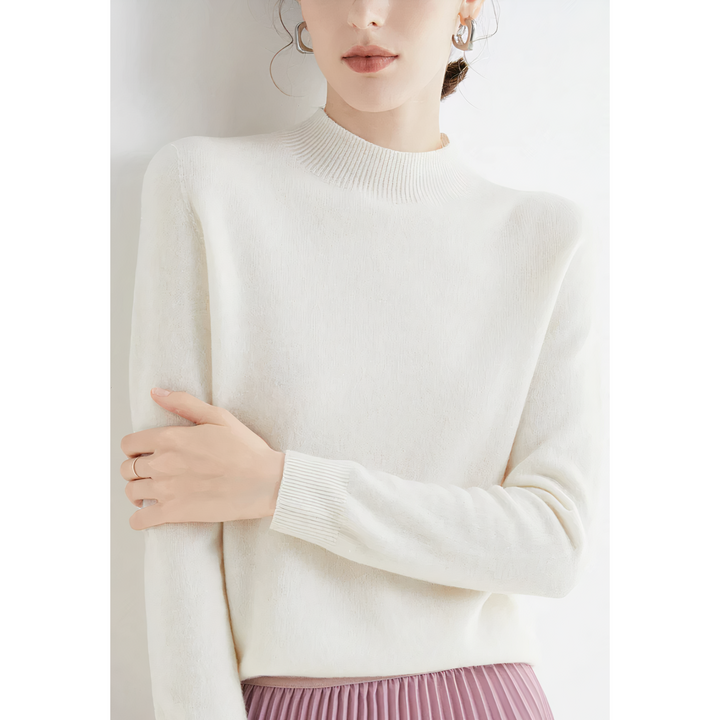 Luxury Knitted Cashmere Sweater for Women - Evelina-White-S-The Livary