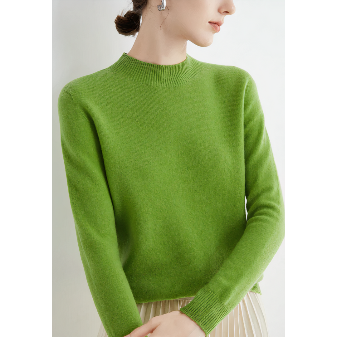 Luxury Knitted Cashmere Sweater for Women - Evelina-Light green-S-The Livary