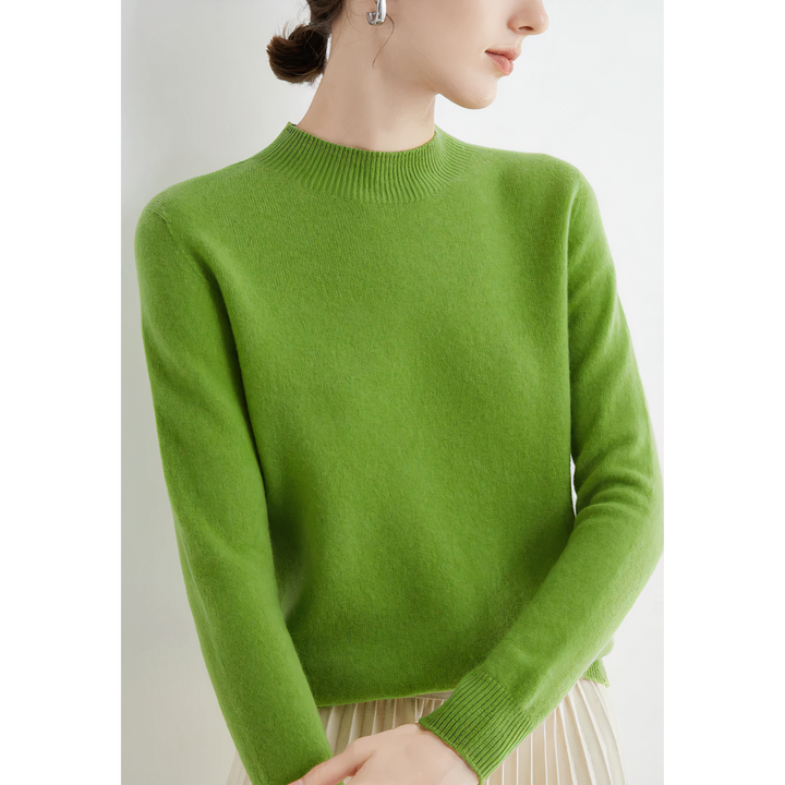 Luxury Knitted Cashmere Sweater for Women - Evelina-Light green-S-The Livary