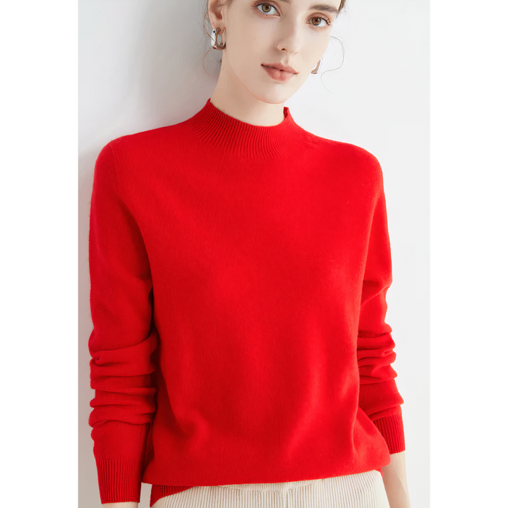 Luxury Knitted Cashmere Sweater for Women - Evelina-Red-S-The Livary