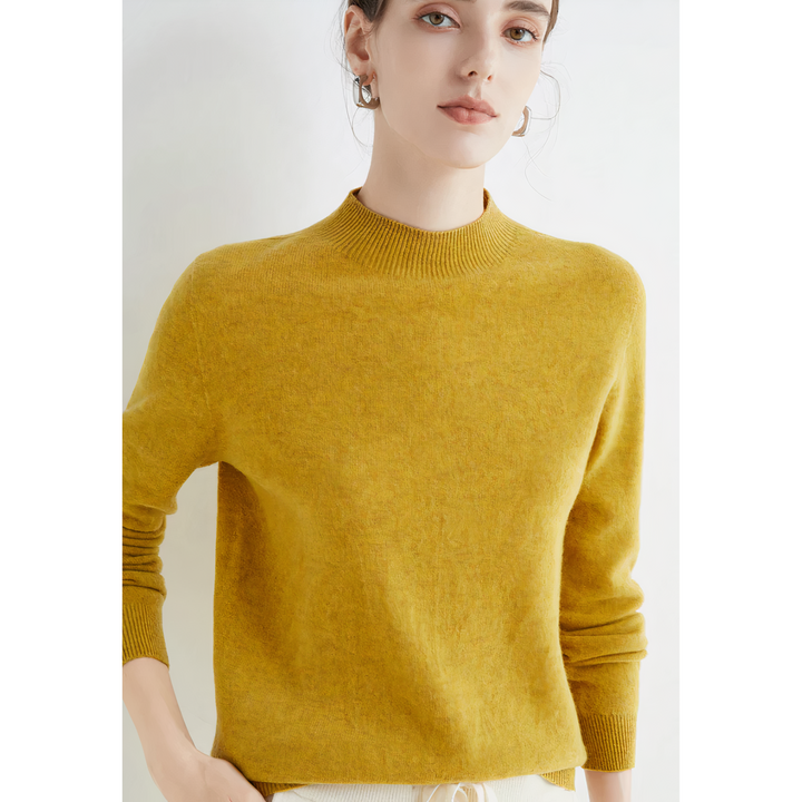 Luxury Knitted Cashmere Sweater for Women - Evelina-Mustard yellow-S-The Livary
