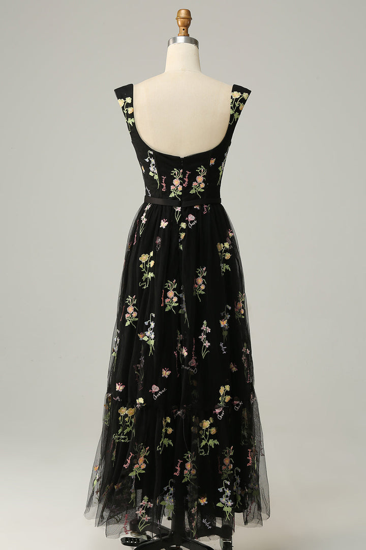 Stylish Long A-Line Ball Gown with Embroidery - Anna-Green-EU32-The Livary