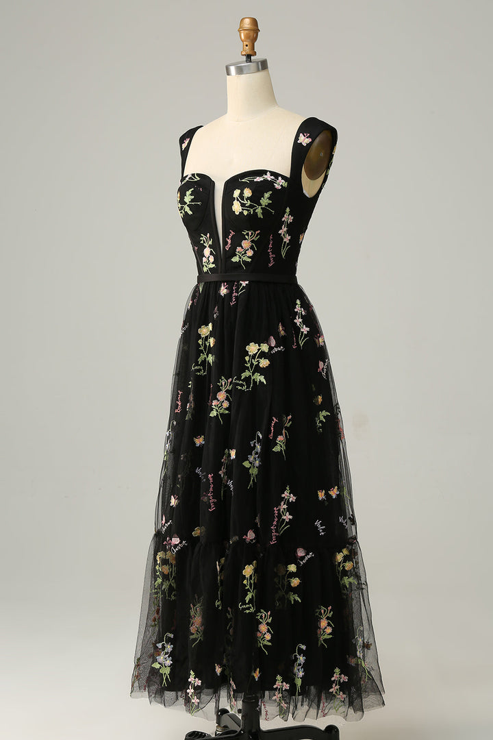 Stylish Long A-Line Ball Gown with Embroidery - Anna-Green-EU32-The Livary