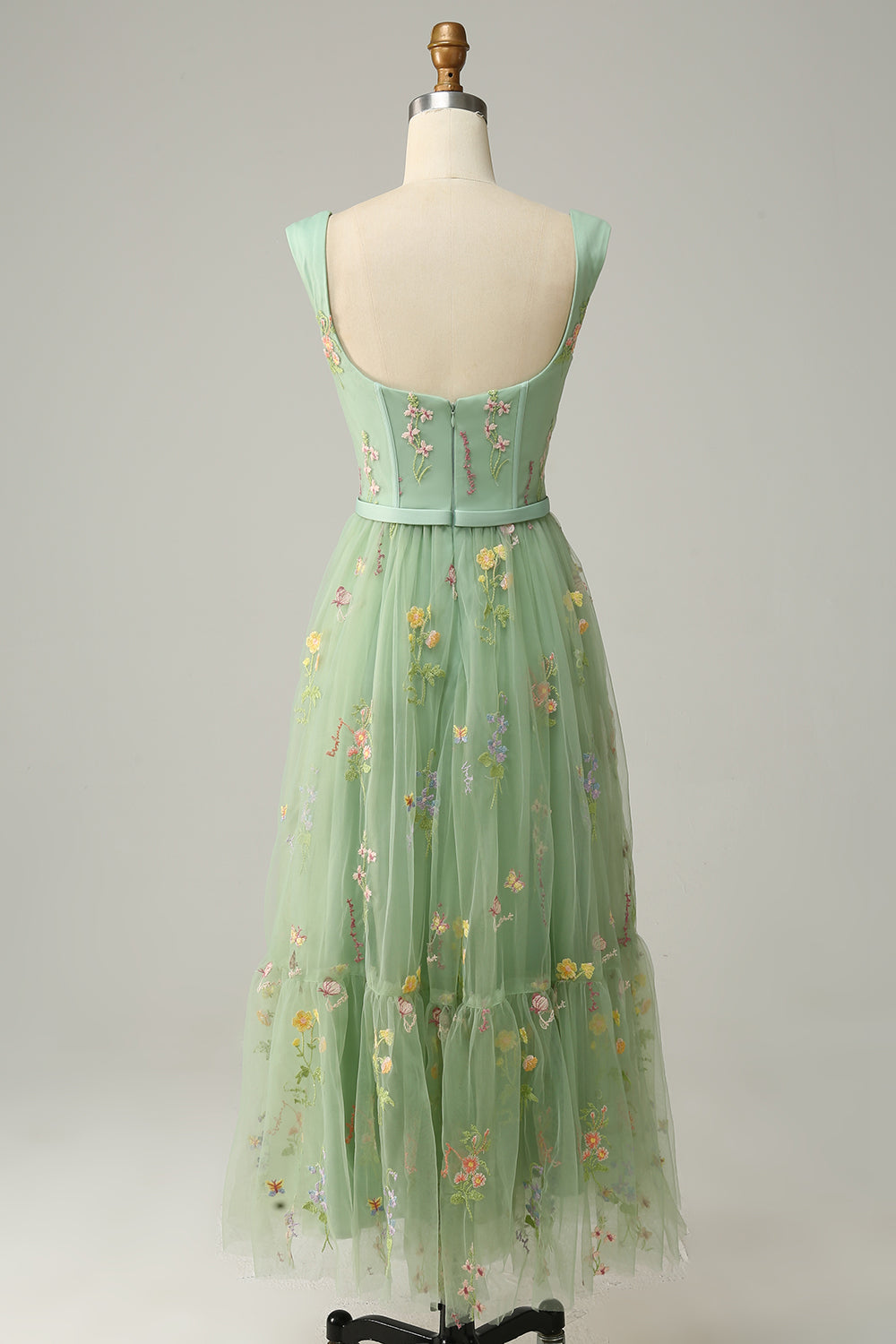 Stylish Long A-Line Ball Gown with Embroidery - Anna-Green-EU32-The Livary