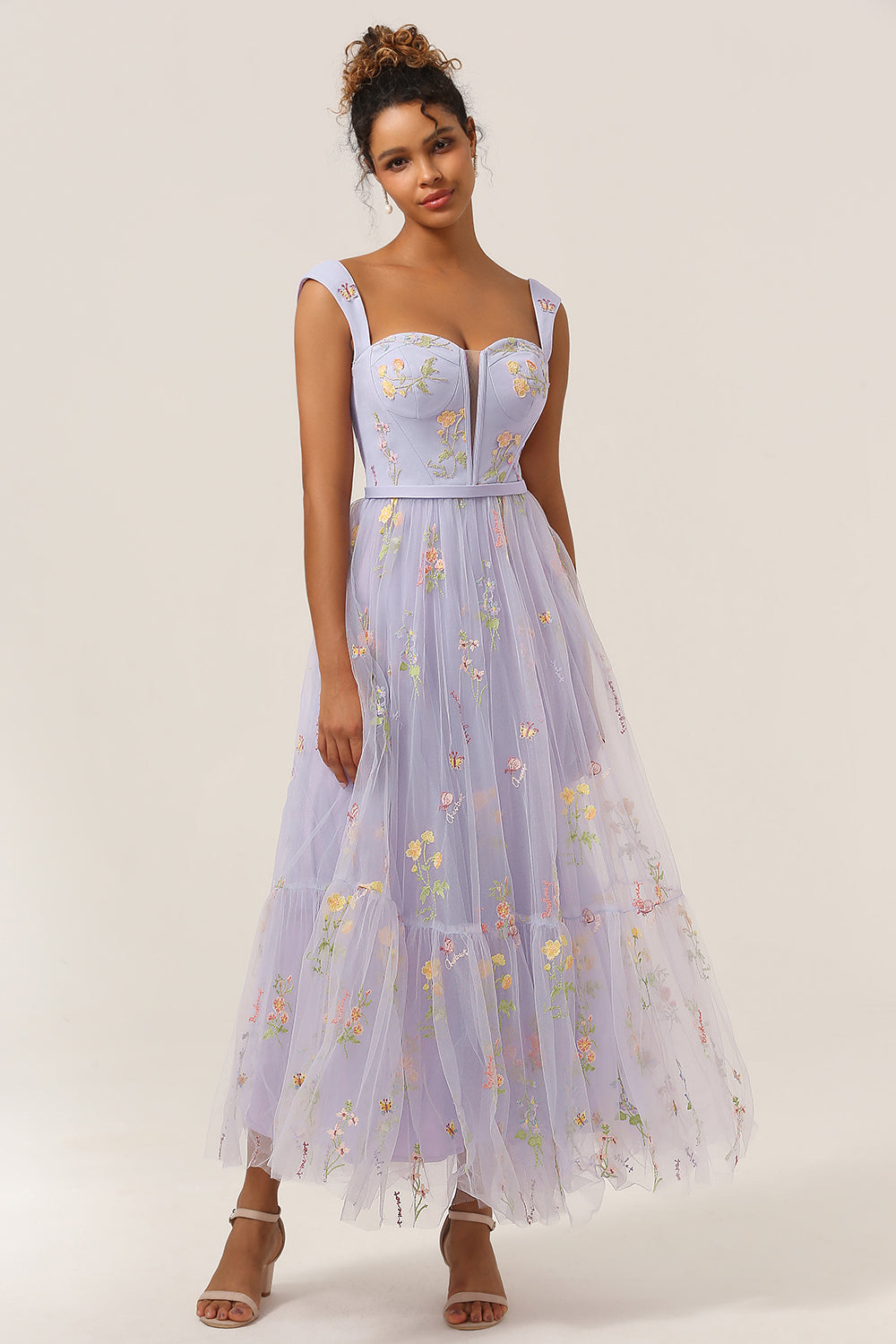 Stylish Long A-Line Ball Gown with Embroidery - Anna-Green-EU32-The Livary