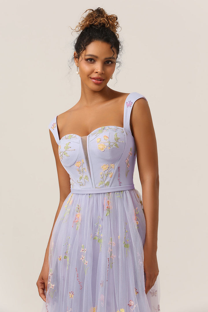 Stylish Long A-Line Ball Gown with Embroidery - Anna-Purple-EU32-The Livary