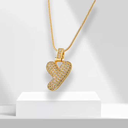 Bubble Letters Necklace with Pendant - LuxeLette-Y-The Livary