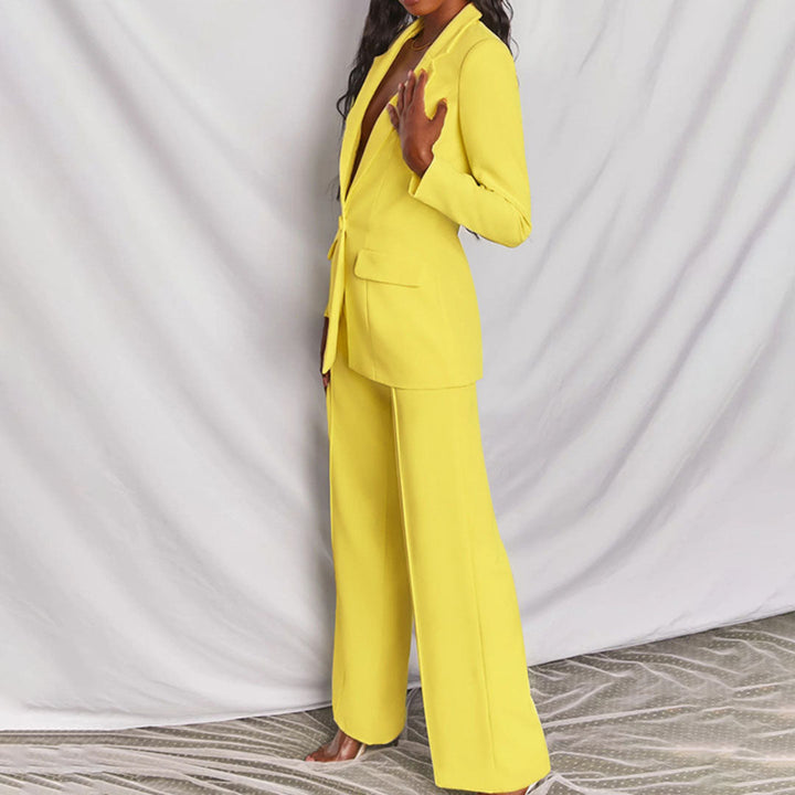 Stylish Blazer and Trouser Set - Ariane-Yellow-S-The Livary
