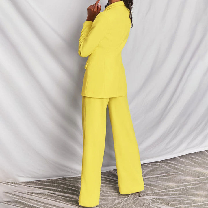 Stylish Blazer and Trouser Set - Ariane-Yellow-S-The Livary