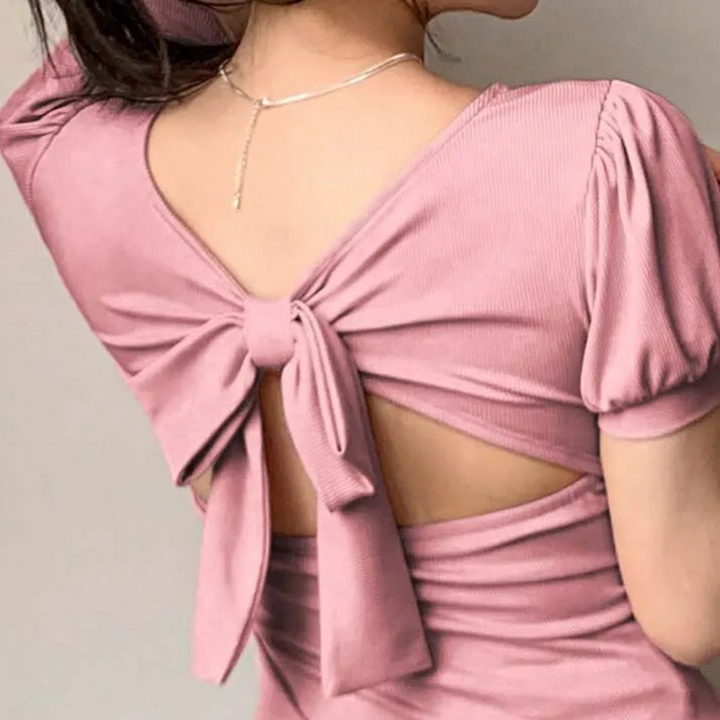 Trendy Pink Women's Top with Square Neckline - Celeste-XS-The Livary