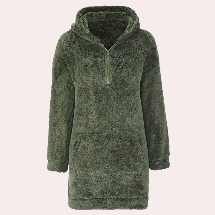 Soft Warm Winter Jumper with Zip for Women - Maëlle-Green-XS-The Livary