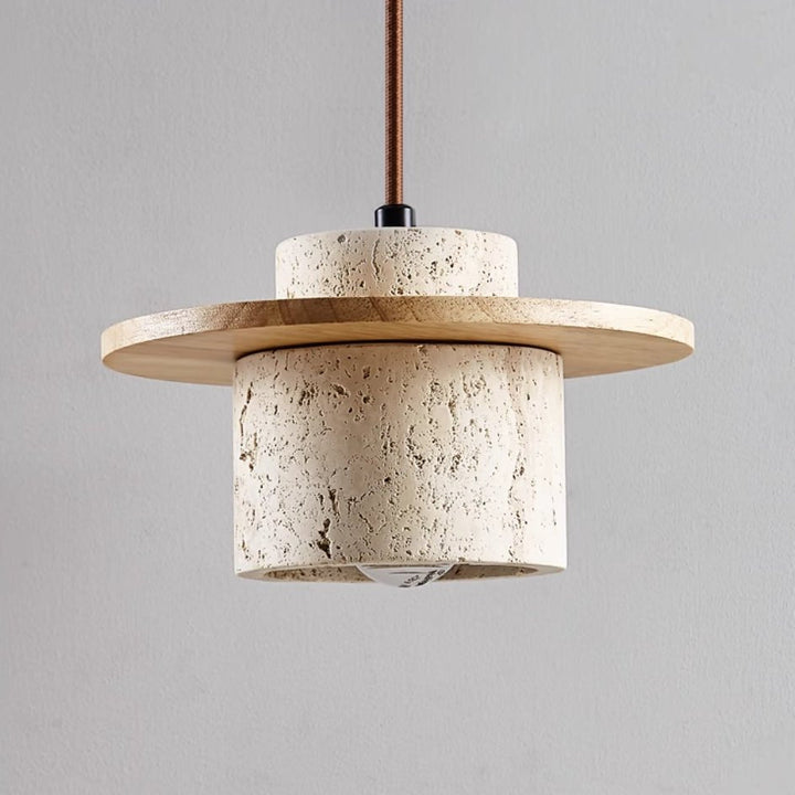 Travertine Pendant Lamp for Natural Luxury - StoneGlow-Walnut-The Livary