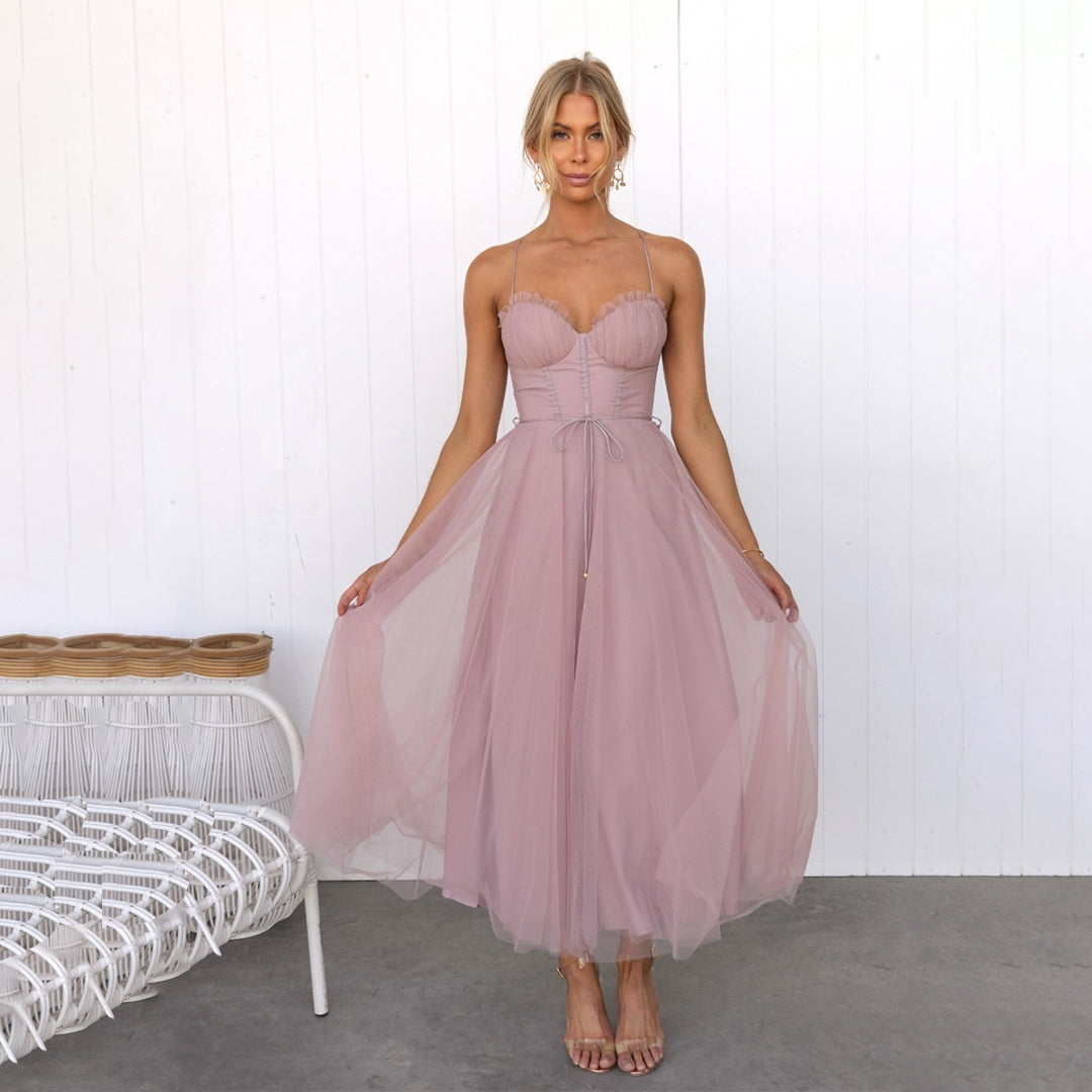 Stylish Festive Midi Dress - Luna-Pink-2XS-The Livary