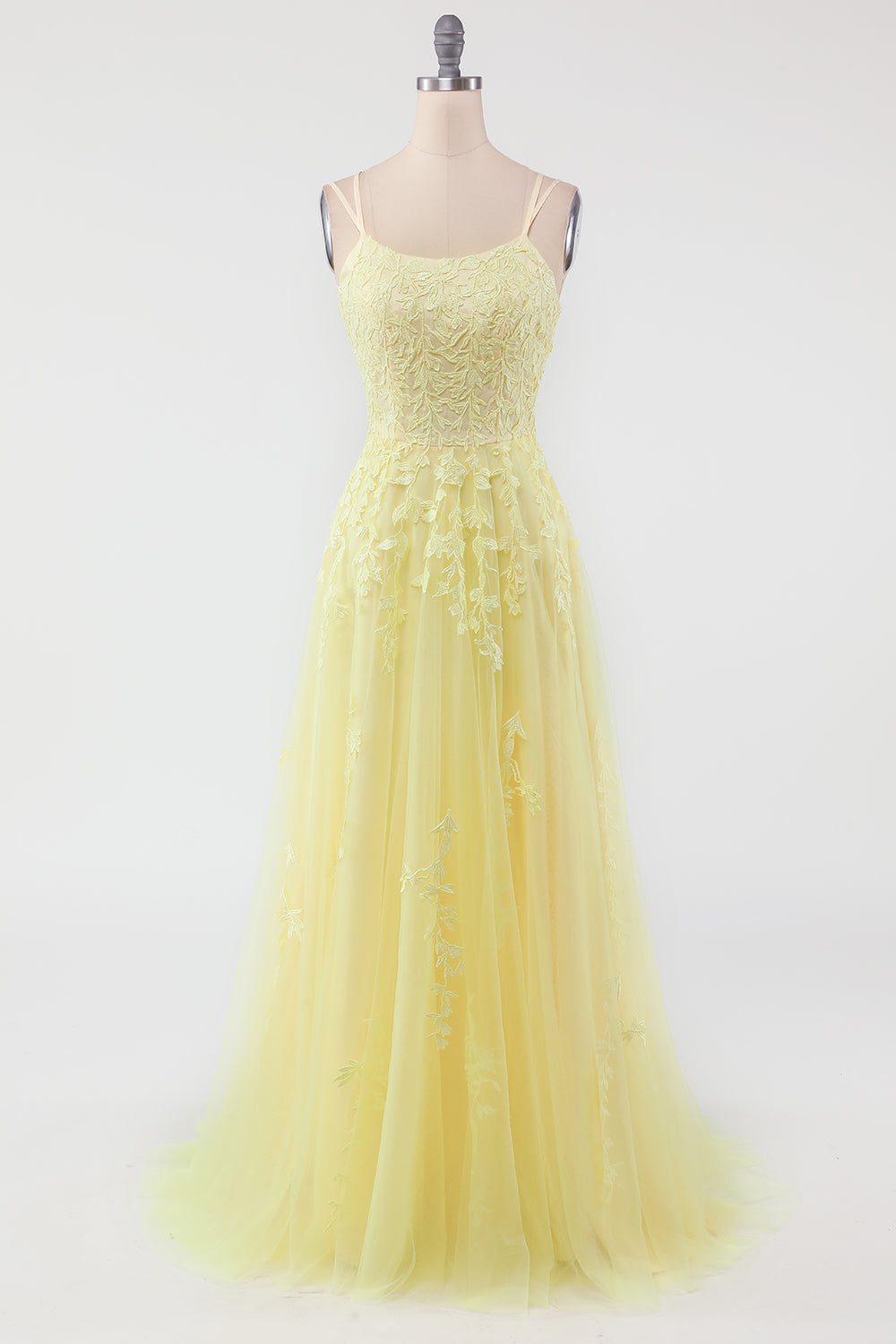 Fashionable Tulle Evening Dress with Embellishments - Victoria-Yellow-EU32-The Livary