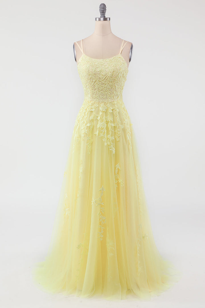 Fashionable Tulle Evening Dress with Embellishments - Victoria-Yellow-EU32-The Livary