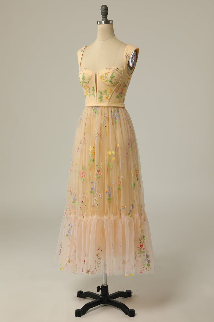 Stylish Long A-Line Ball Gown with Embroidery - Anna-Green-EU32-The Livary