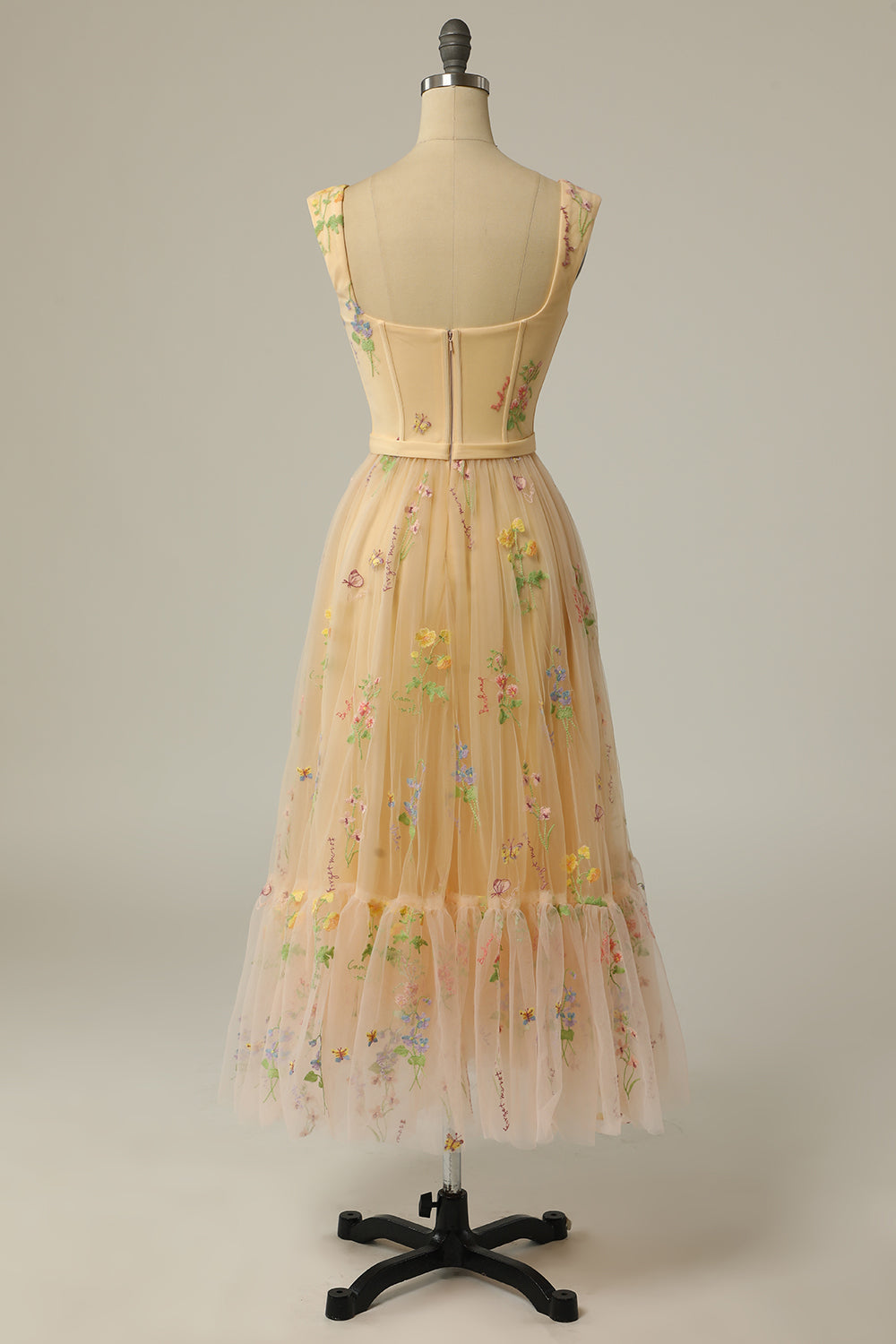 Stylish Long A-Line Ball Gown with Embroidery - Anna-Green-EU32-The Livary