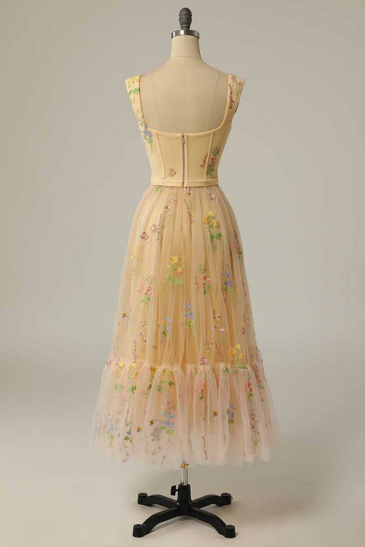 Stylish Long A-Line Ball Gown with Embroidery - Anna-Green-EU32-The Livary