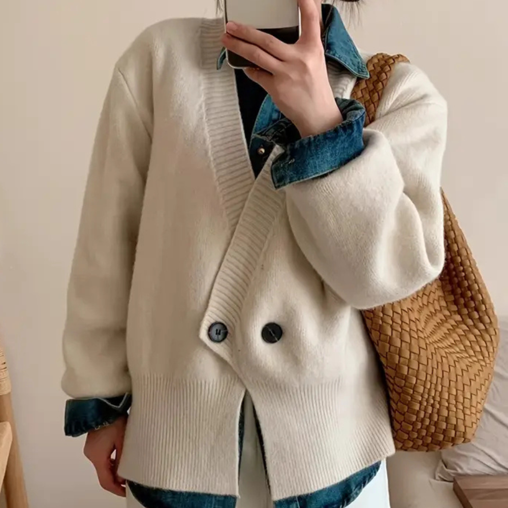 Stylish Beige Knitted Cardigan for Women - Vera-XS-The Livary