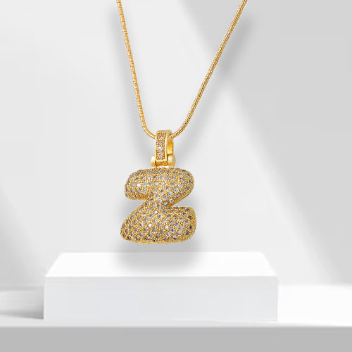 Bubble Letters Necklace with Pendant - LuxeLette-Z-The Livary