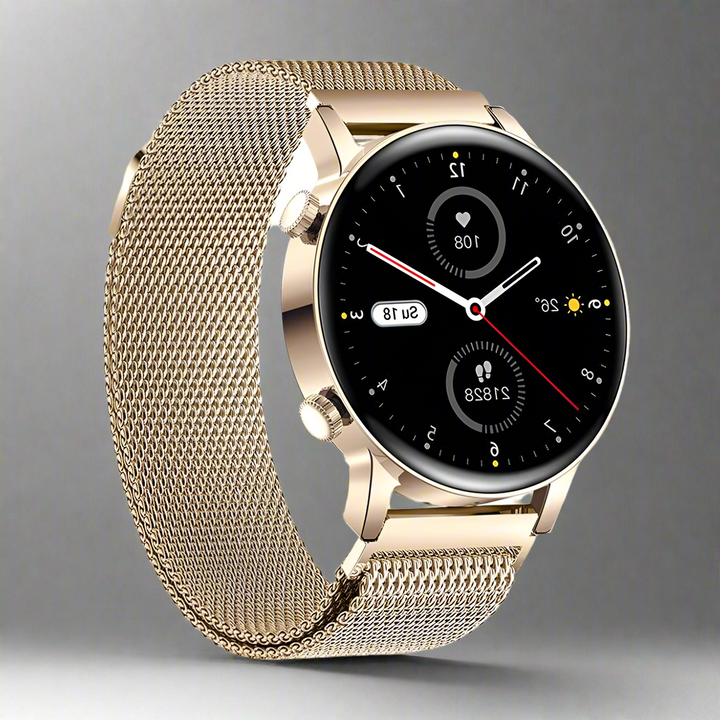 Stylish Smartwatch for Women - LuxeFit Pulse-Gold-The Livary