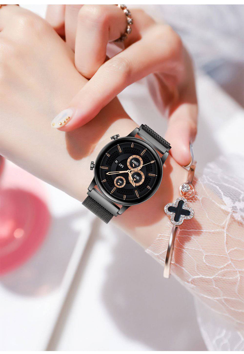Stylish Smartwatch for Women - LuxeFit Pulse-Gold-The Livary