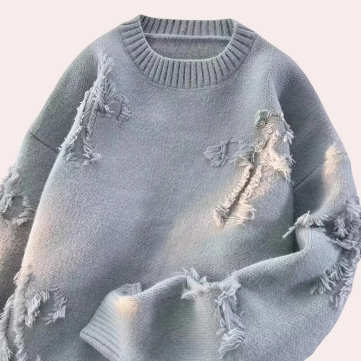 Trendy Grey Sweater with Unique Design for Men - Dario-S-The Livary