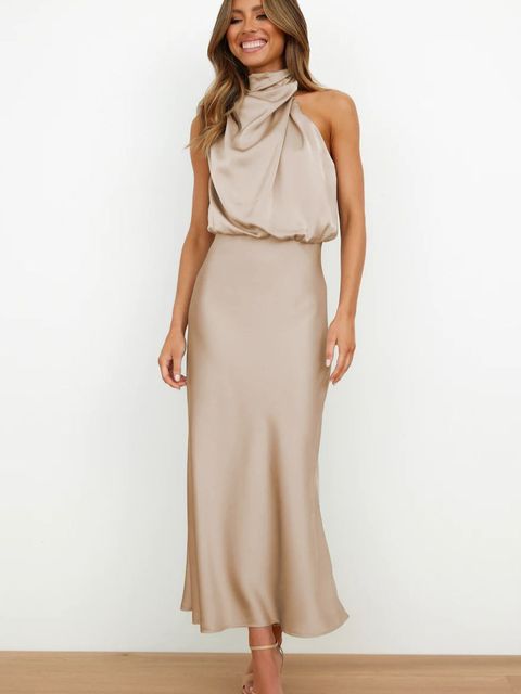 Refined Cocktail Dress - Livia-Khaki-S-The Livary