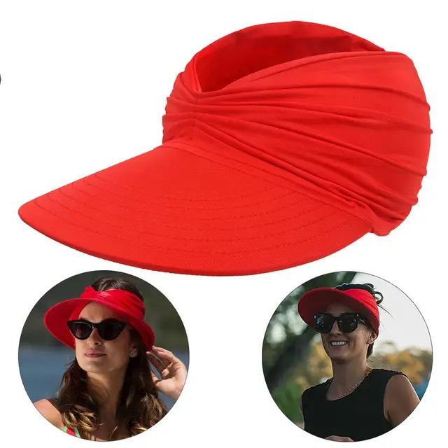 Foldable sun hat with a large brim and UV protection – Babes-Red-One size fits all-The Livary