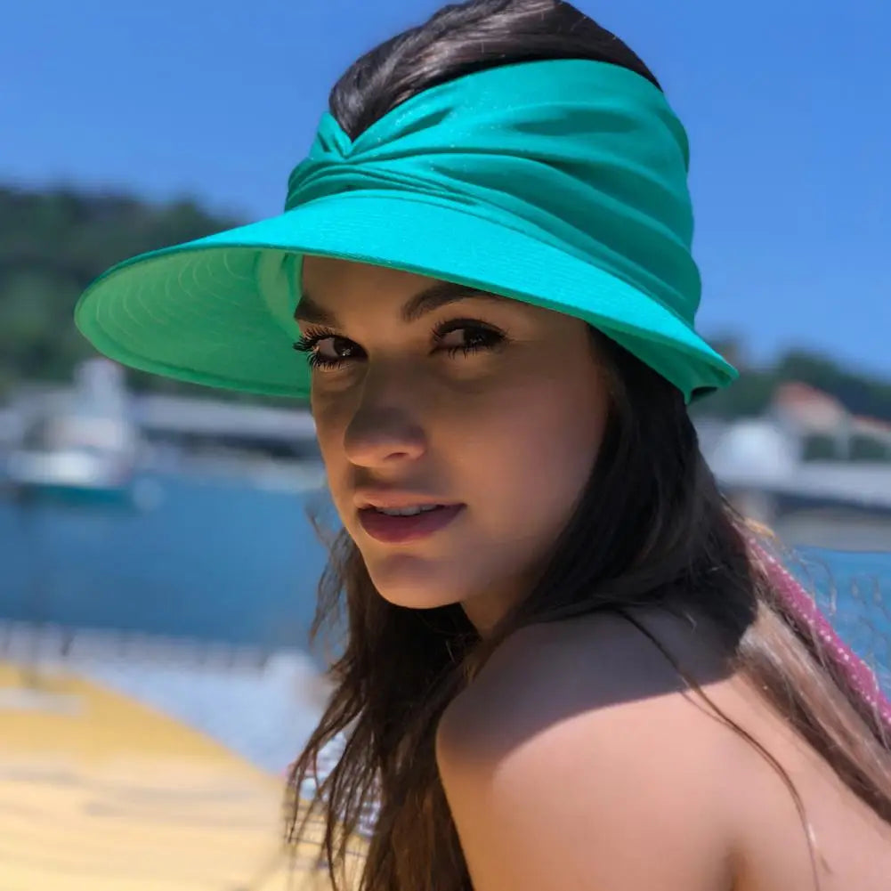 Foldable sun hat with a large brim and UV protection – Babes-Turquoise-One size fits all-The Livary