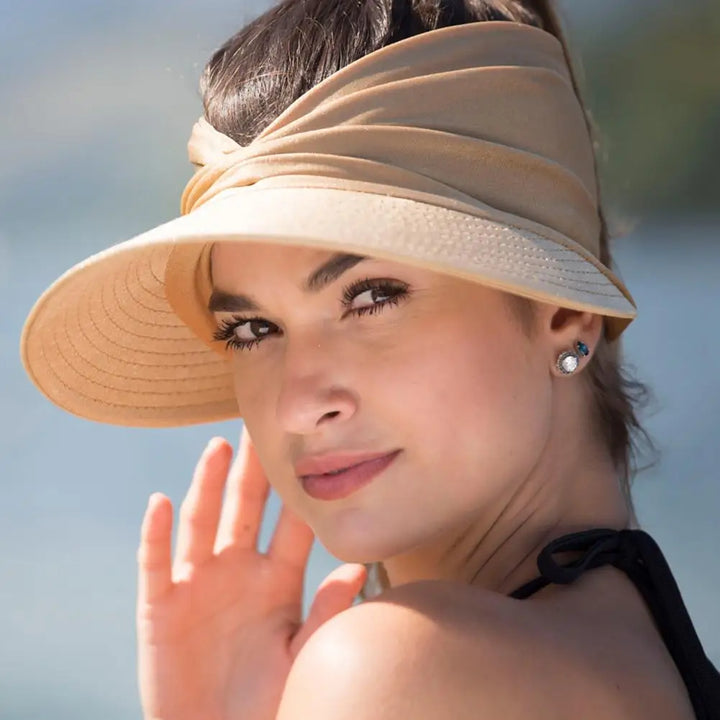 Foldable sun hat with a large brim and UV protection – Babes-Camel-One size fits all-The Livary
