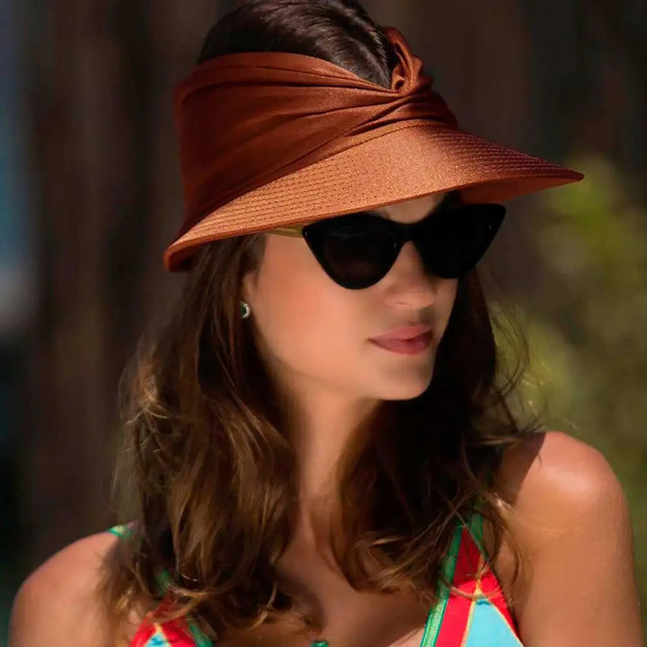 Foldable sun hat with a large brim and UV protection – Babes-Coffee-One size fits all-The Livary