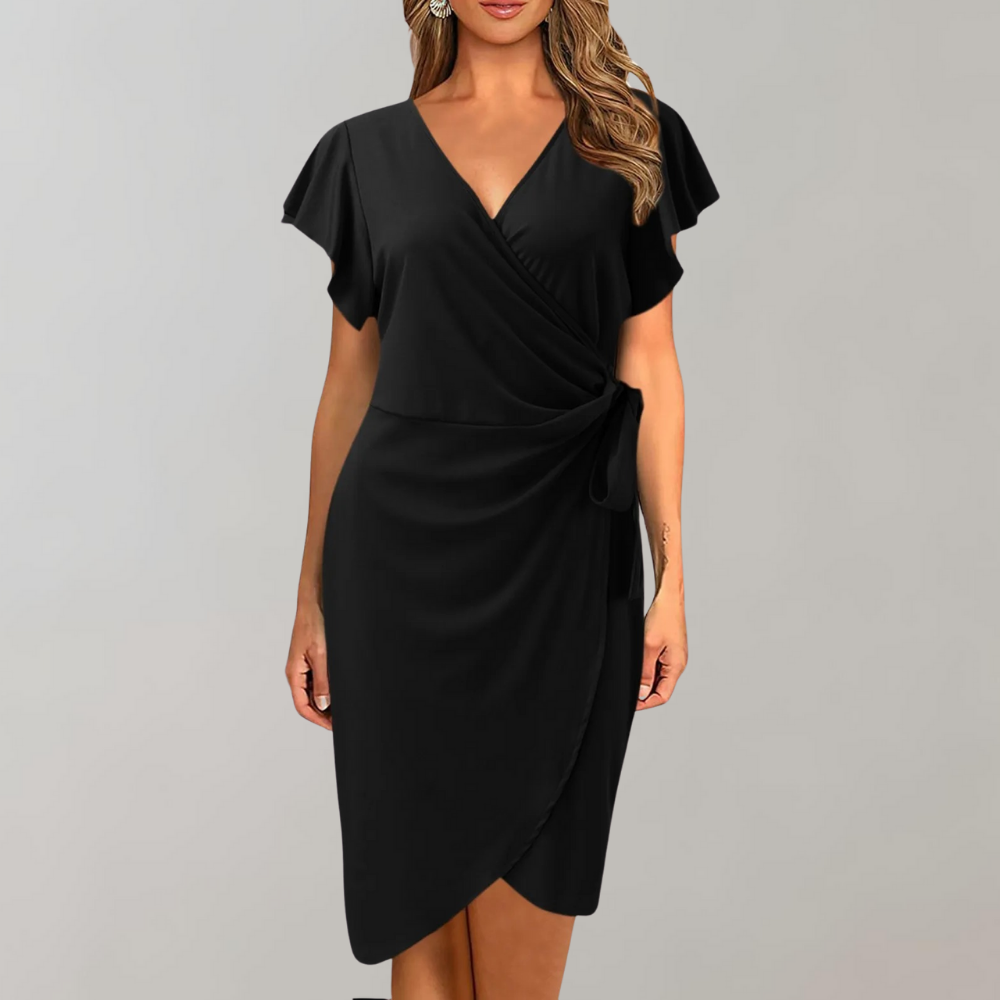 Lightweight Summer Dress with Short Sleeves - Sofia-Black-S-The Livary