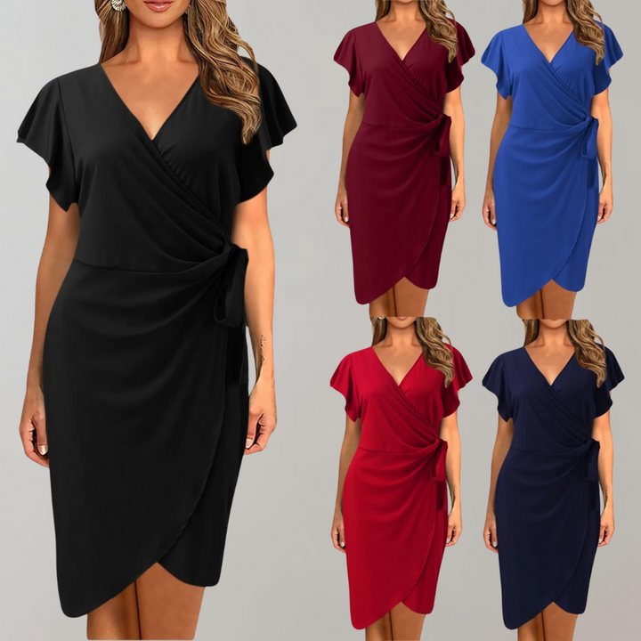 Lightweight Summer Dress with Short Sleeves - Sofia-Black-S-The Livary