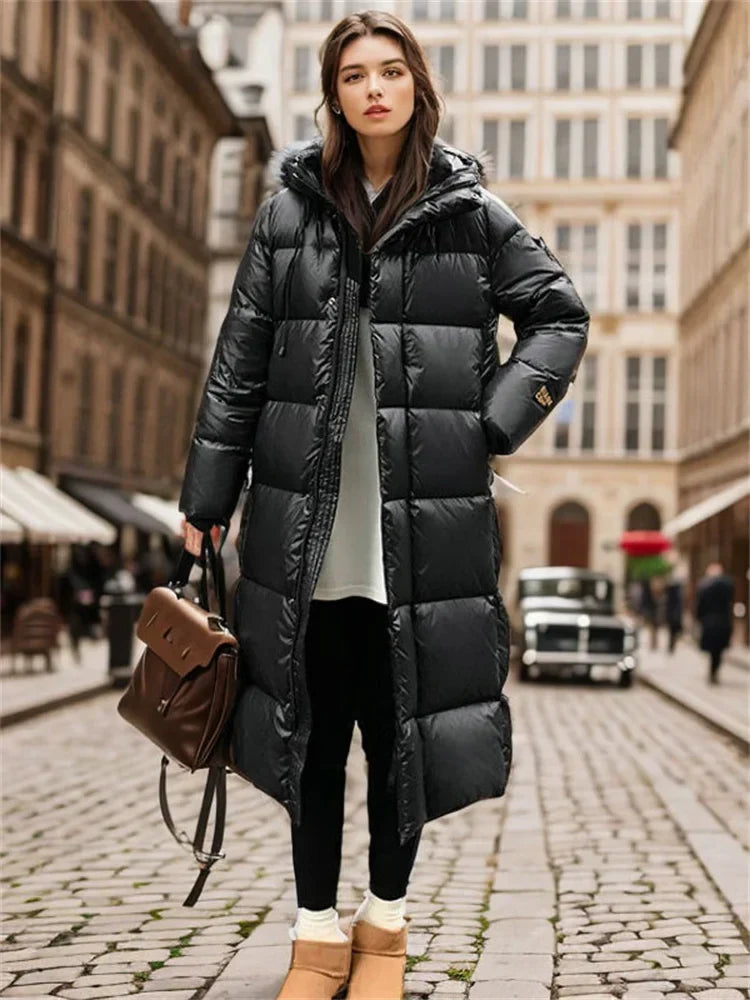 Stylish Long Quilted Winter Coat for Women - Mila-Black-S-The Livary