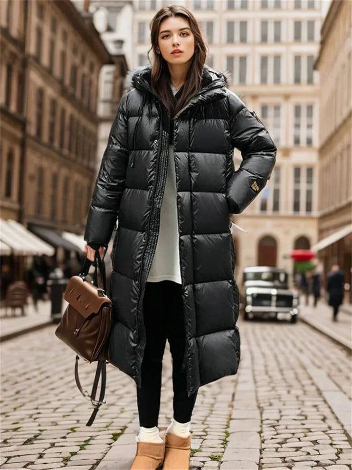 Stylish Long Quilted Winter Coat for Women - Mila-Black-S-The Livary
