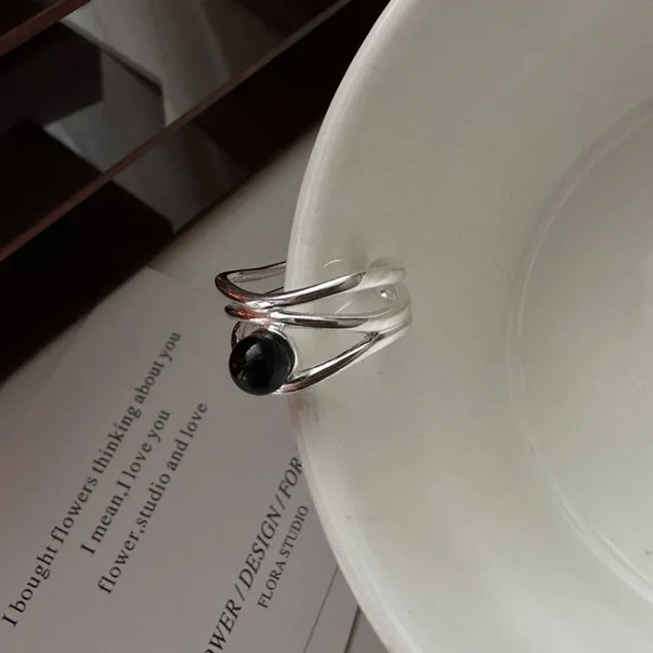 Black Onyx Multi-line Ring - Arden-The Livary