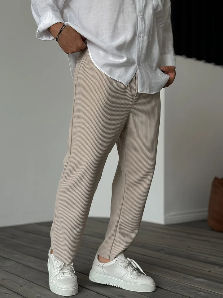 Luxury Men's Trousers in Soft Fabric – Alessio-Beige-S-The Livary