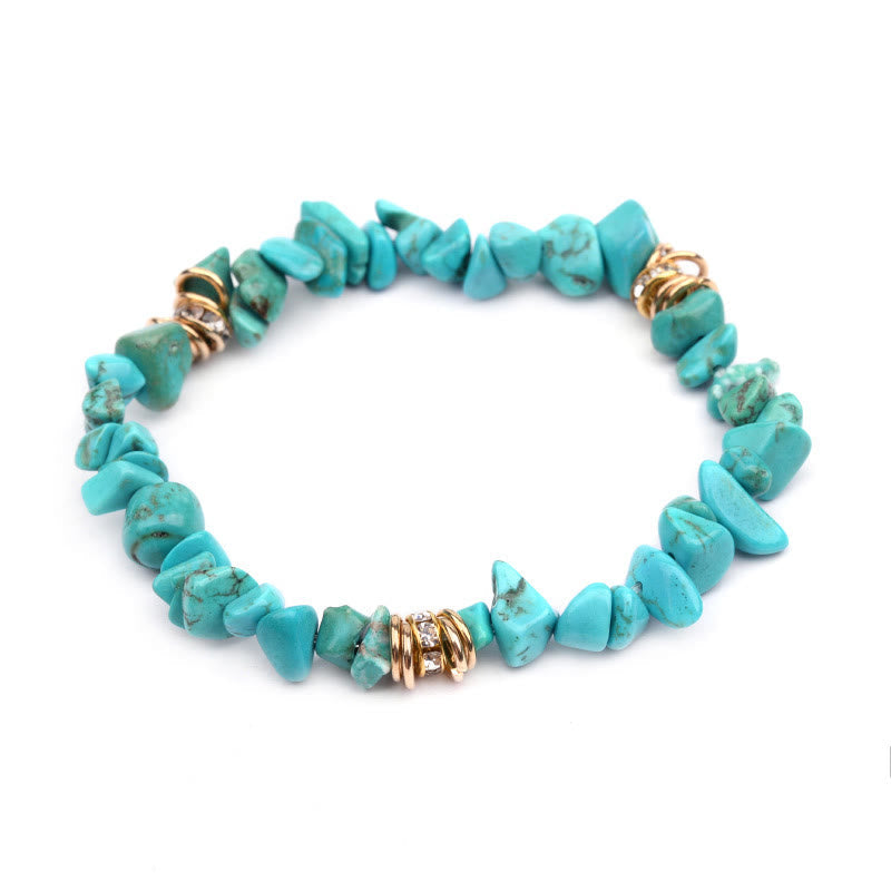 Stylish Natural Stone Crystal Beads Bracelet - Celine-Turquoise-The Livary