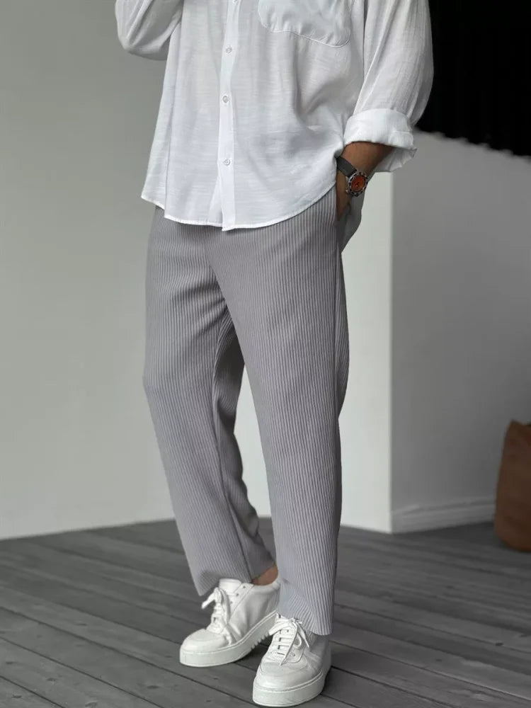 Luxury Men's Trousers in Soft Fabric – Alessio-Gray-S-The Livary