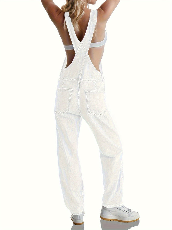 Stylish ladies' denim jumpsuit for everyday wear - CityEase-White-XS-The Livary