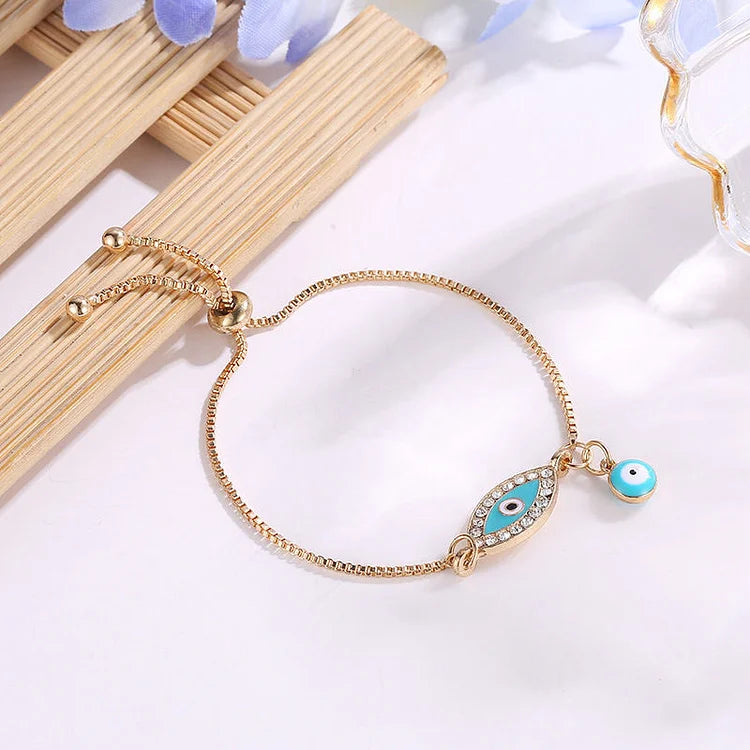 Evil Eye Bracelet in Ethno Style - Selene-Light Blue-The Livary